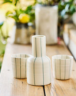 Robert Gordon - Carafe & 2 Cups Set - Coastal Junction Cream with Green Stripe