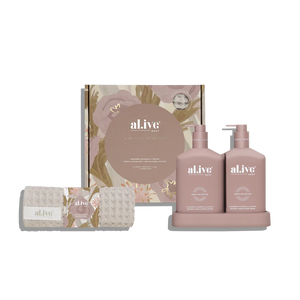 AL.IVE A MOMENT TO BLOOM - WASH & LOTION DUO + WAFFLE TOWEL GIFT SET