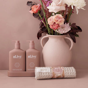 AL.IVE A MOMENT TO BLOOM - WASH & LOTION DUO + WAFFLE TOWEL GIFT SET