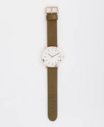 The Hourse - The Resin - Nougat Shell/White Dial/Olive Leather