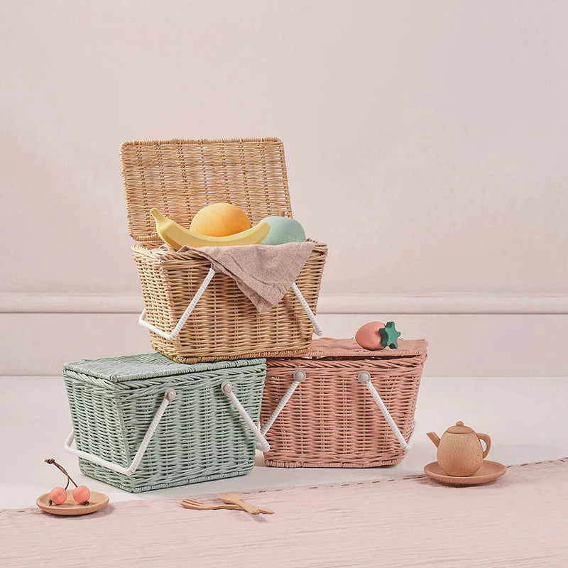 OLLI ELLA PIKI RATTAN BASKET - STRAW