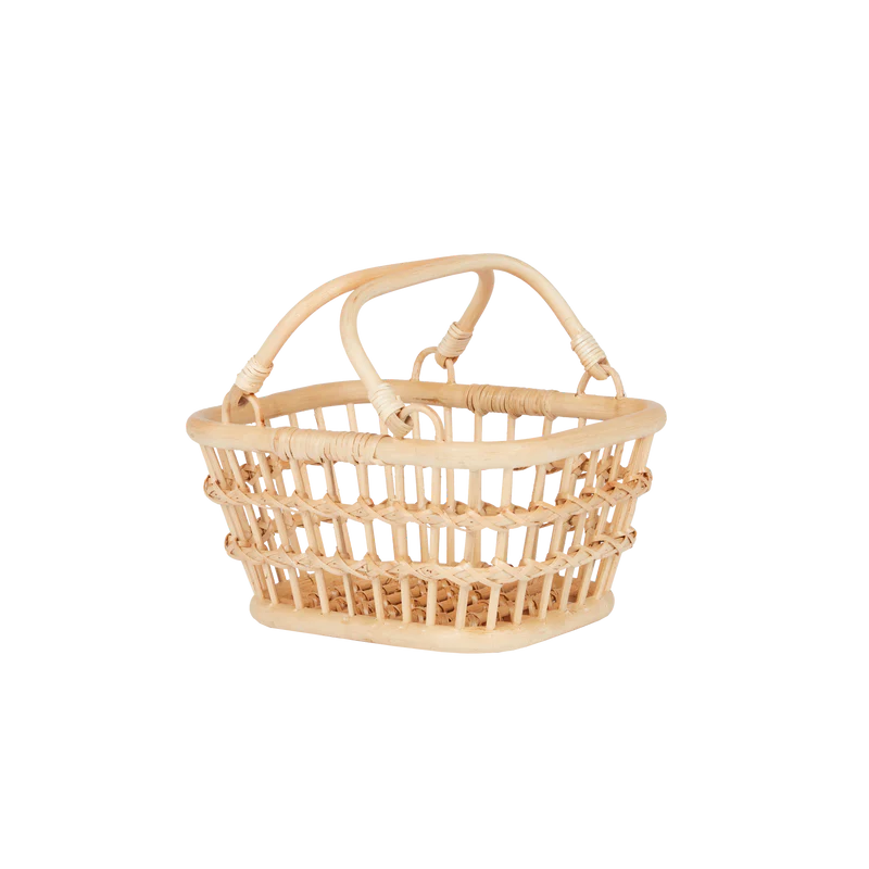 OLLI ELLA RATTAN TARRY BASKET - WHEAT