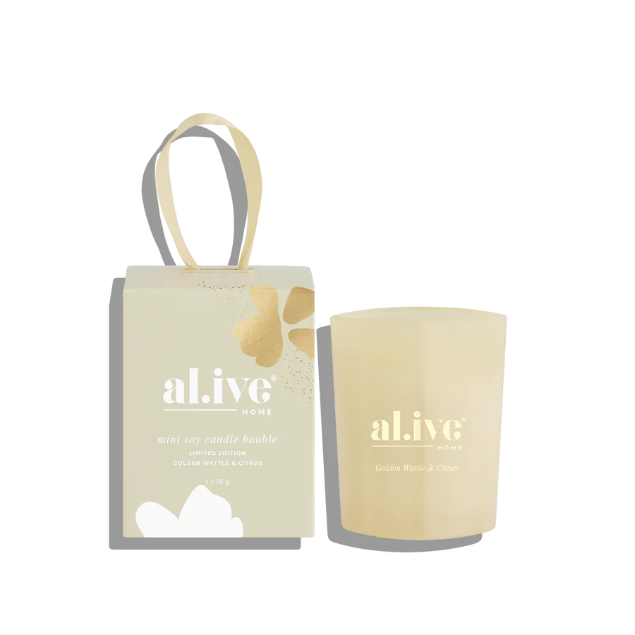 al.ive MINI SOY CANDLE BAUBLE - GOLDEN WATTLE & CITRUS