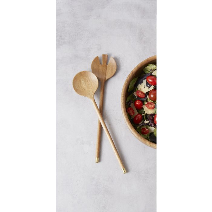 Davis & Waddell Acacia Brass Salad Servers