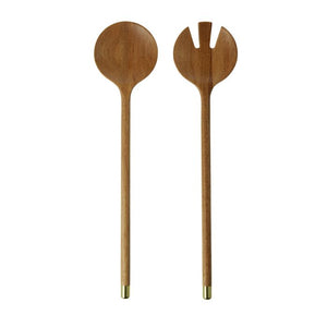 Davis & Waddell Acacia Brass Salad Servers