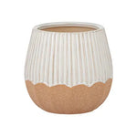 Fluted Ceramic Pot White/Natural 14x13cm