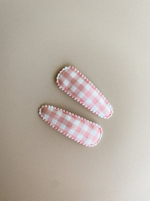 Little & Fern - Pink Gingham snap clips