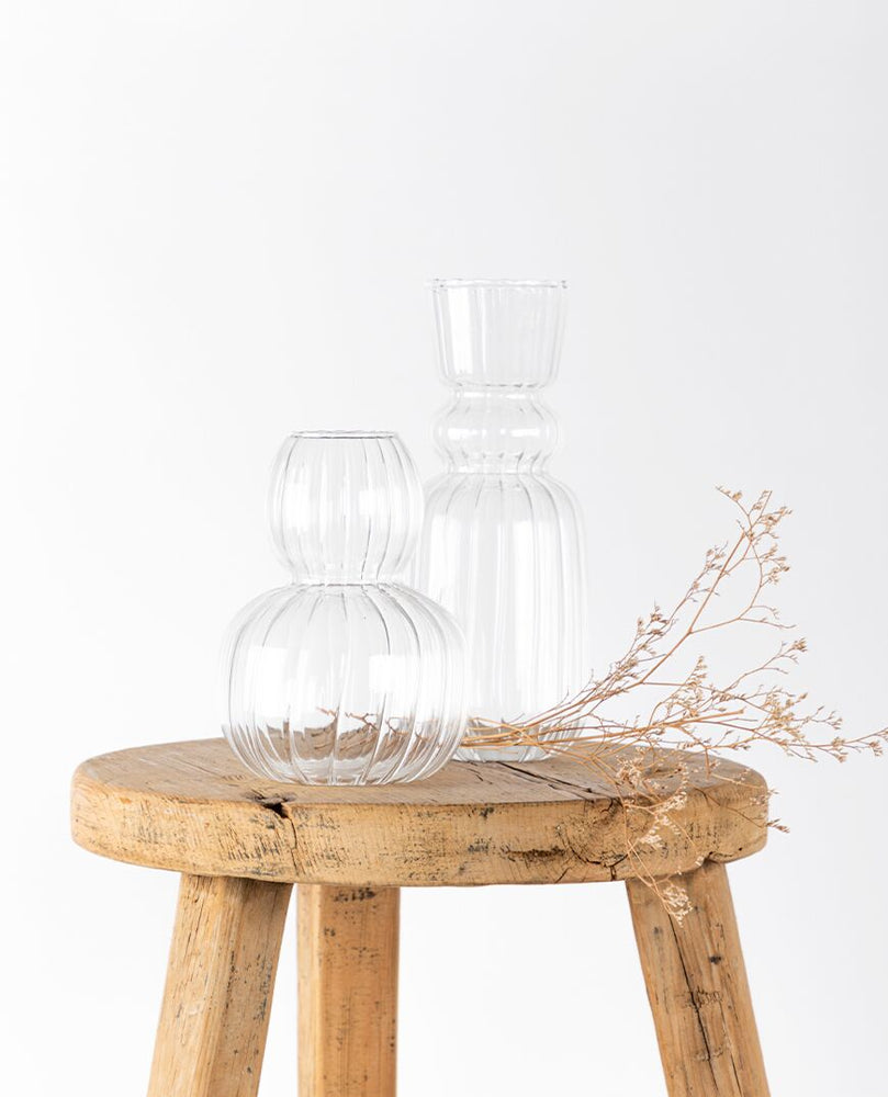 Papaya- Lucia clear glass vase - large
